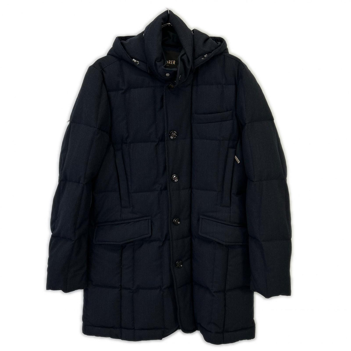 MOORER Navy Orione Hooded Wool Down Coat Size 46