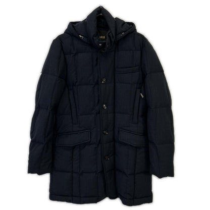 MOORER Navy Orione Hooded Wool Down Coat Size 46