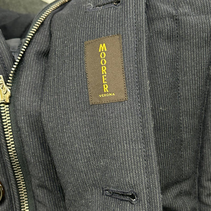 MOORER Navy Orione Hooded Wool Down Coat Size 46