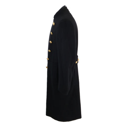 GUCCI Black Cashmere Wool Gold Double-Breasted Coat Size 48