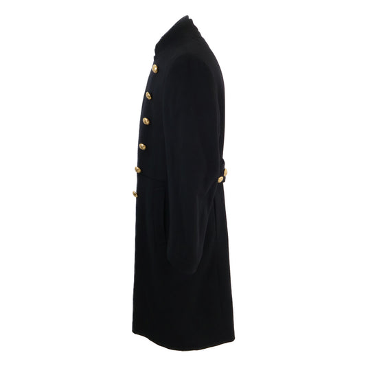 GUCCI Black Cashmere Wool Gold Double-Breasted Coat Size 48