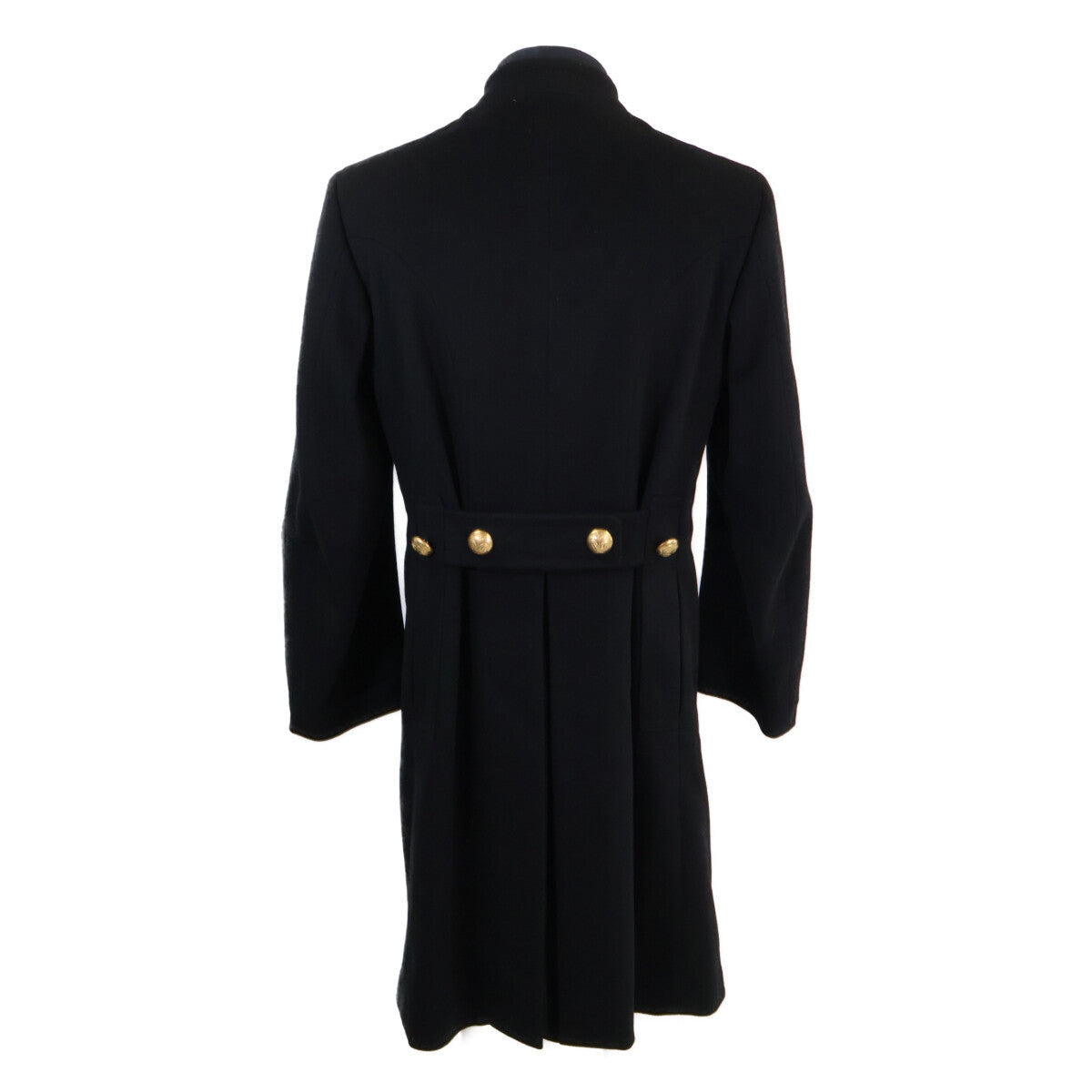 GUCCI Black Cashmere Wool Gold Double-Breasted Coat Size 48