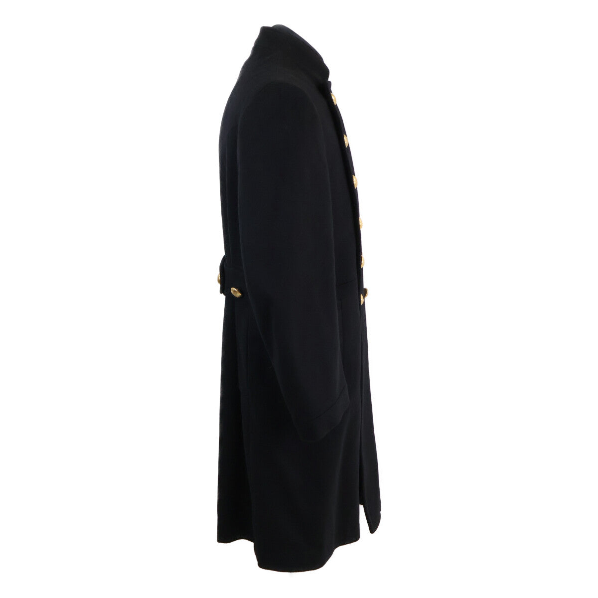 GUCCI Black Cashmere Wool Gold Double-Breasted Coat Size 48