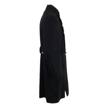 GUCCI Black Cashmere Wool Gold Double-Breasted Coat Size 48