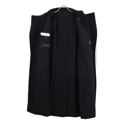 GUCCI Black Cashmere Wool Gold Double-Breasted Coat Size 48