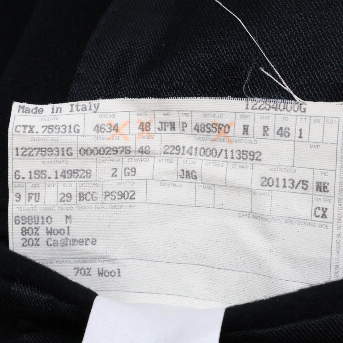 GUCCI Black Cashmere Wool Gold Double-Breasted Coat Size 48