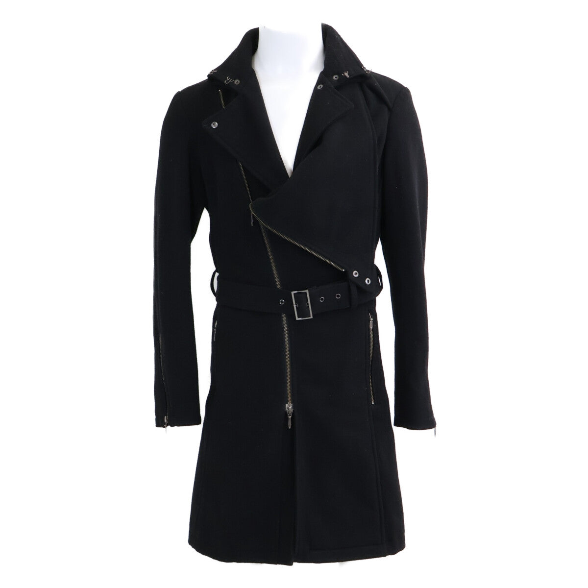 TORNADO MART Black Drape Wool Coat Size L