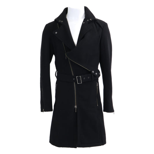 TORNADO MART Black Drape Wool Coat Size L
