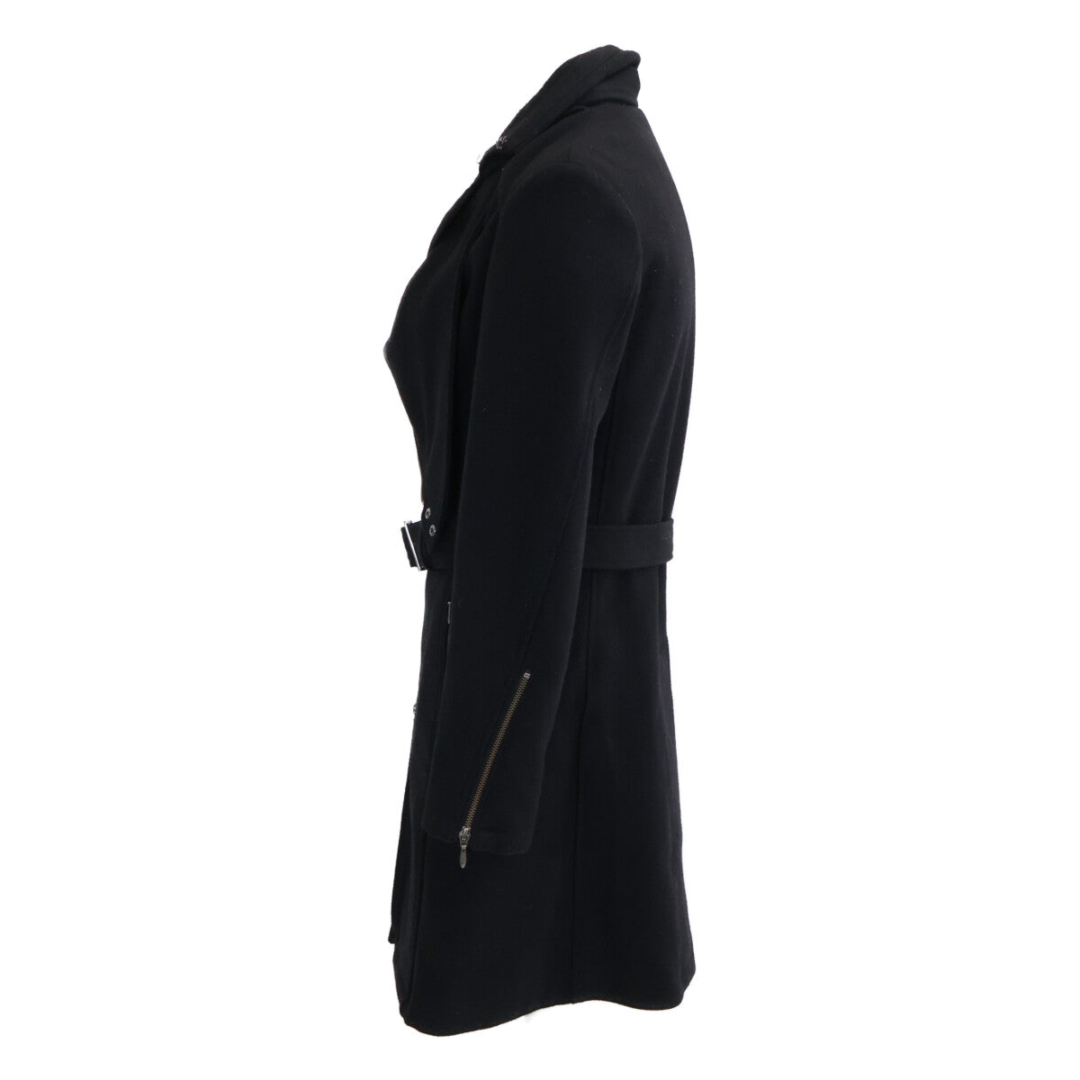 TORNADO MART Black Drape Wool Coat Size L