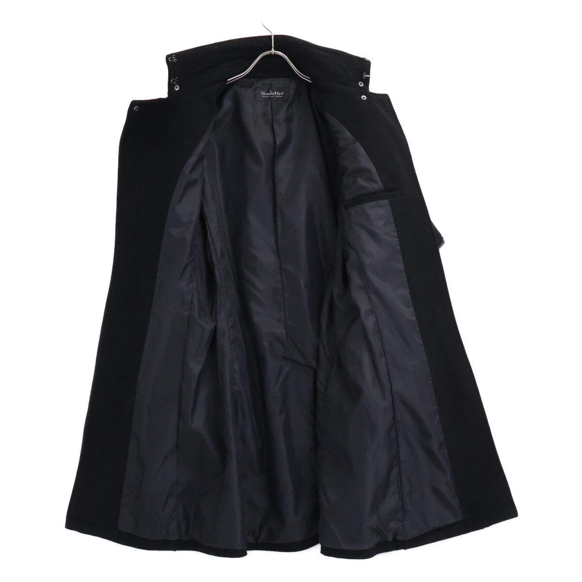 TORNADO MART Black Drape Wool Coat Size L