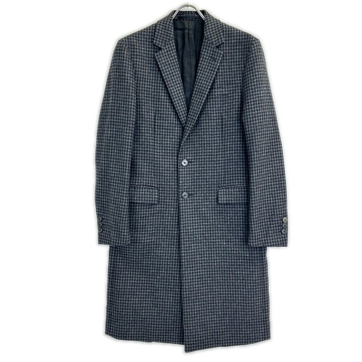 PRADA 16AW UC371D Check Chesterfield Coat Size 46R