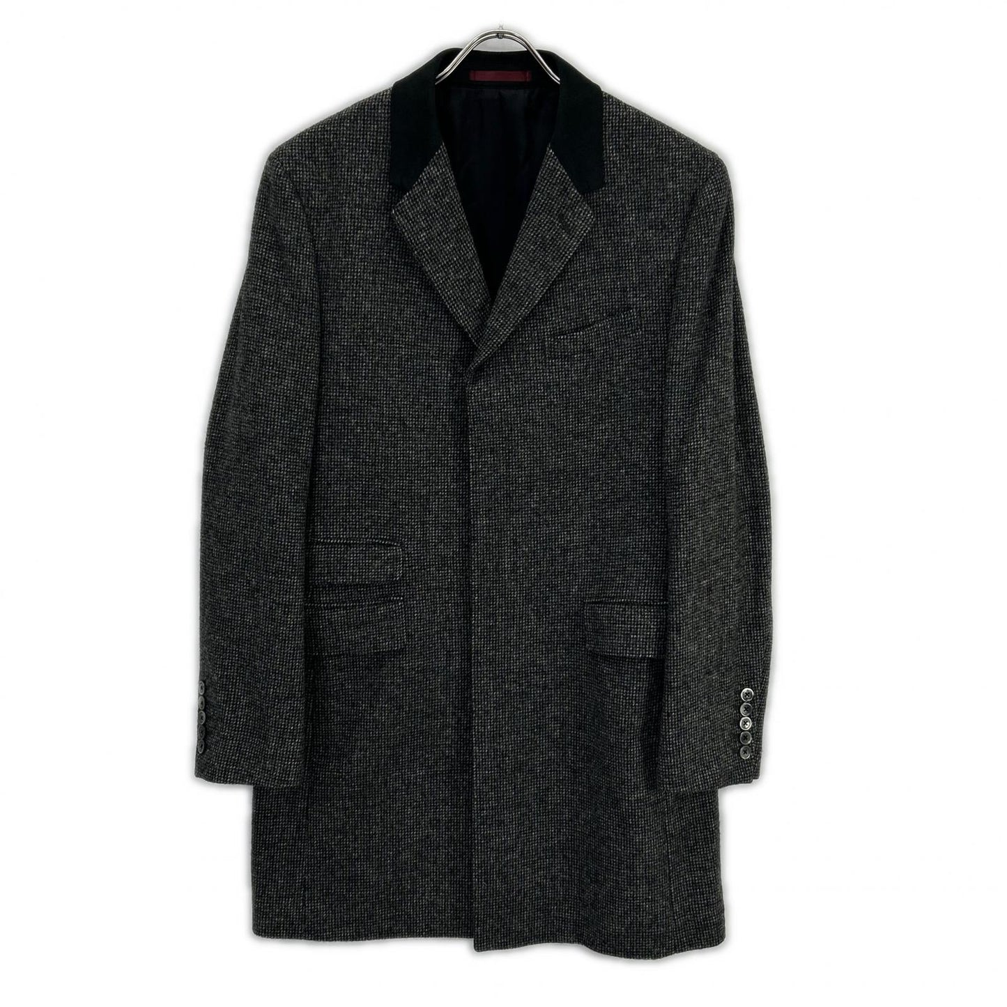 PaulSmith Gray Wool Tweed Chesterfield Coat Size L