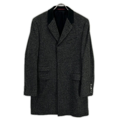 PaulSmith Gray Wool Tweed Chesterfield Coat Size L