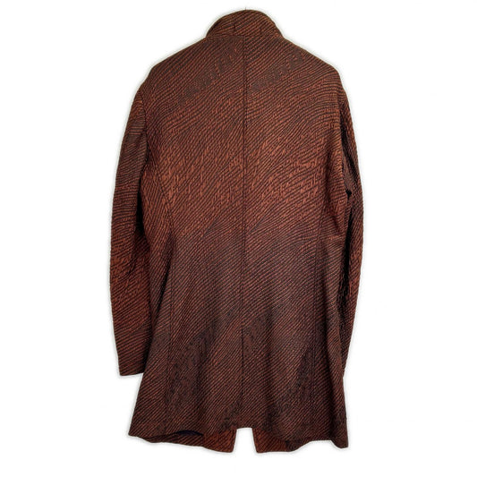 TORNADO MART Brown Wave Panel Jacquard Stand Coat Size LL