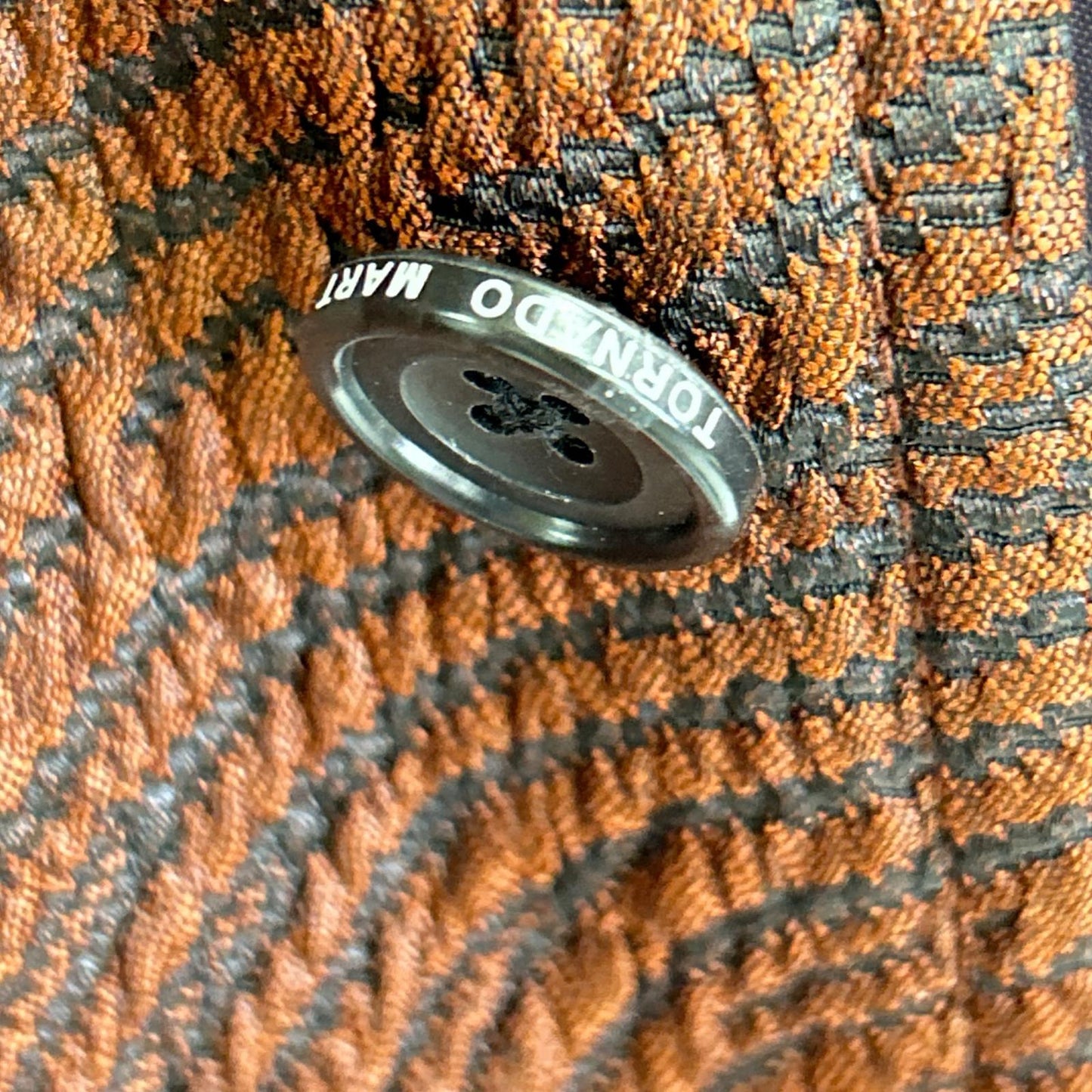 TORNADO MART Brown Wave Panel Jacquard Stand Coat Size LL