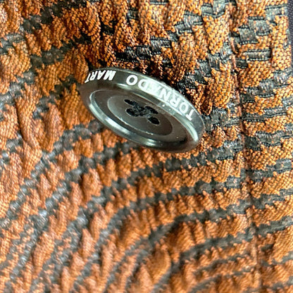 TORNADO MART Brown Wave Panel Jacquard Stand Coat Size LL