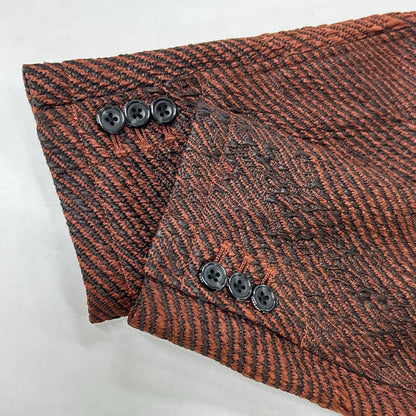 TORNADO MART Brown Wave Panel Jacquard Stand Coat Size LL