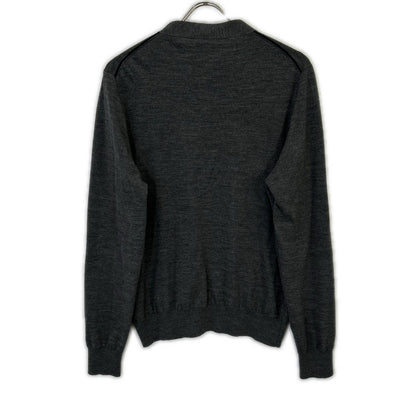 GUCCI Gray Wool Knit Cardigan with Chest Logo Size M