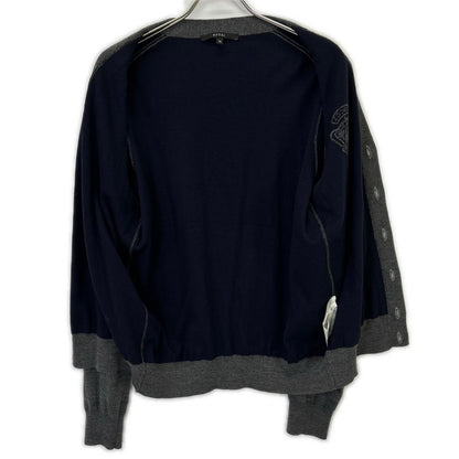 GUCCI Gray Wool Knit Cardigan with Chest Logo Size M