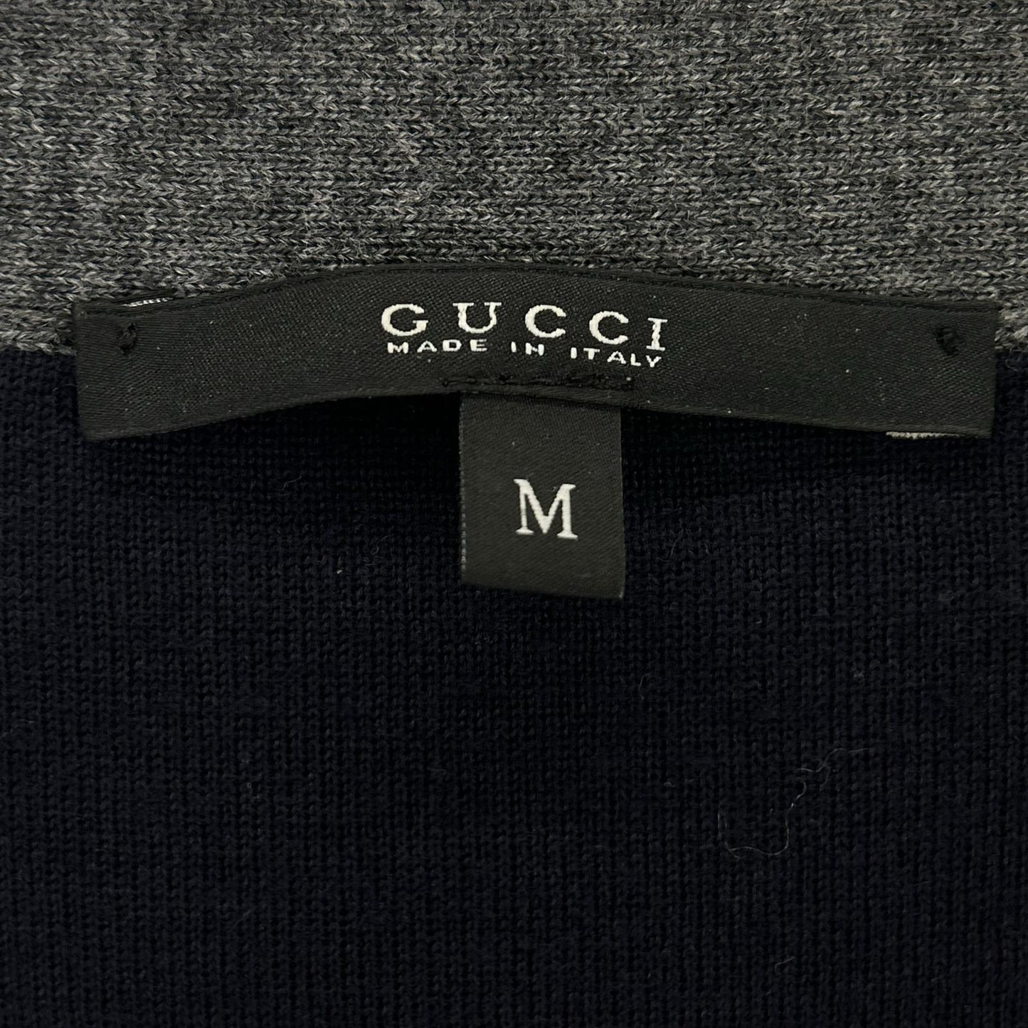 GUCCI Gray Wool Knit Cardigan with Chest Logo Size M