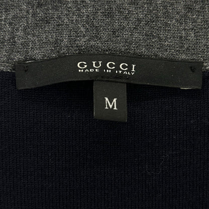 GUCCI Gray Wool Knit Cardigan with Chest Logo Size M
