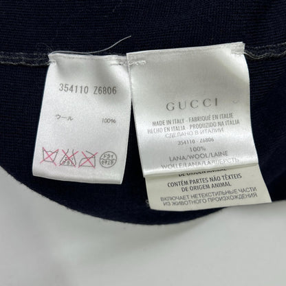 GUCCI Gray Wool Knit Cardigan with Chest Logo Size M