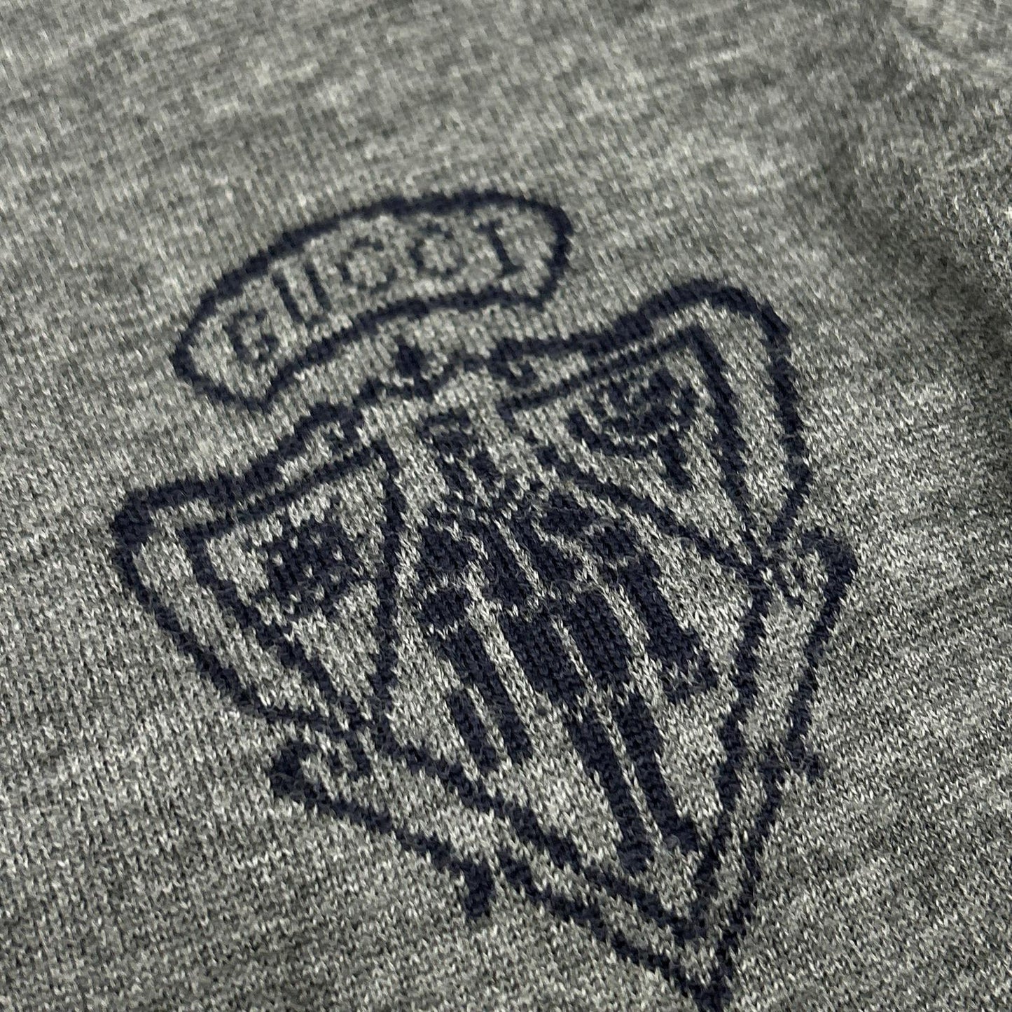 GUCCI Gray Wool Knit Cardigan with Chest Logo Size M