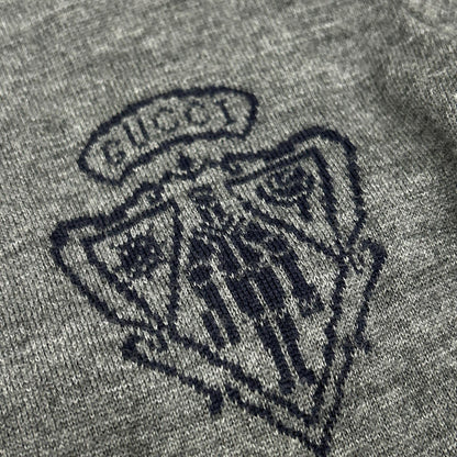 GUCCI Gray Wool Knit Cardigan with Chest Logo Size M