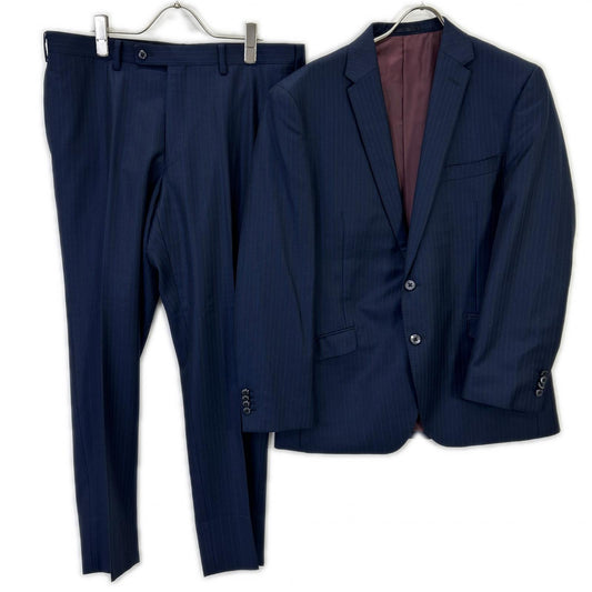 Global Style Navy Zegna Fabric Striped Suit