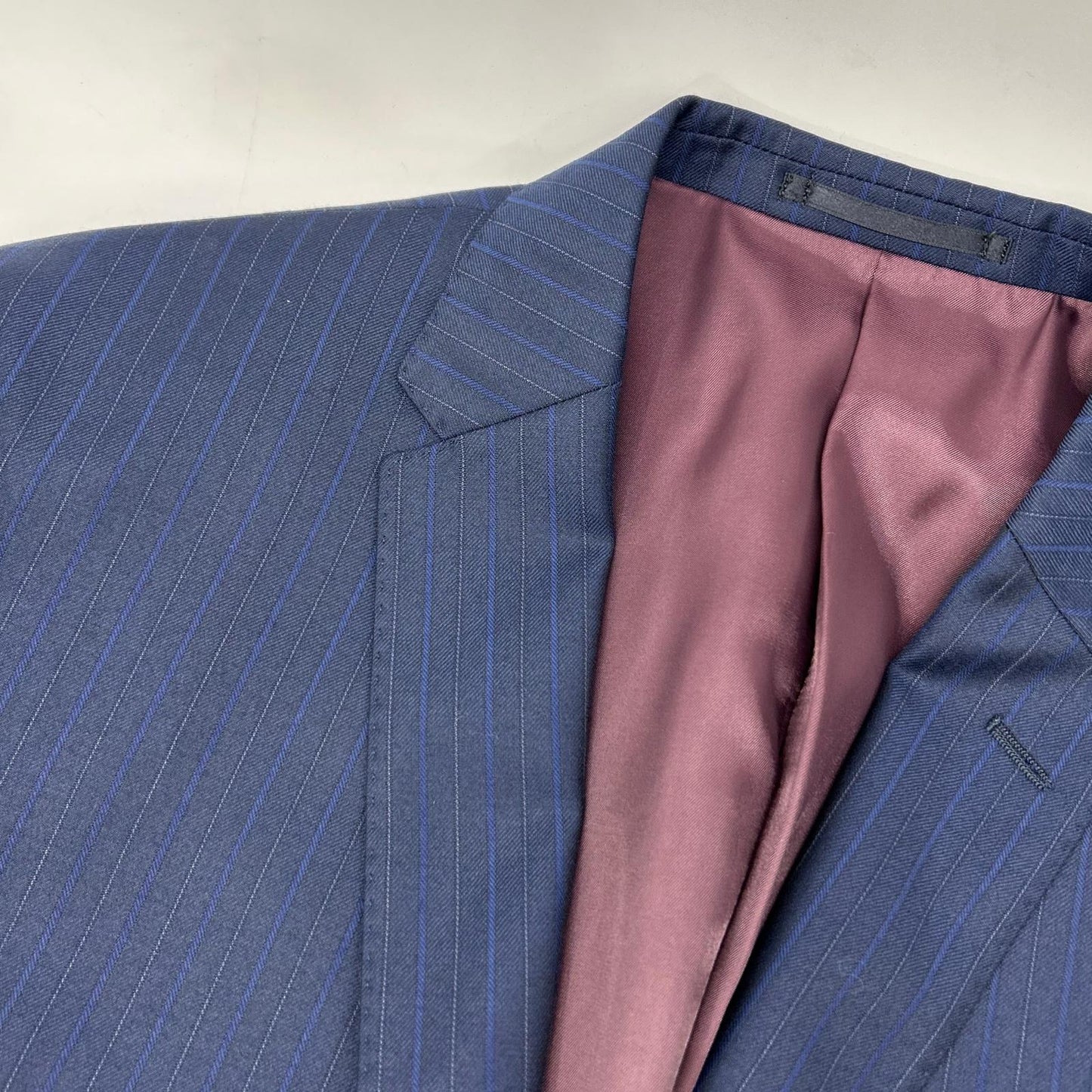 Global Style Navy Zegna Fabric Striped Suit