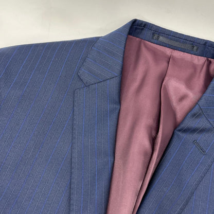 Global Style Navy Zegna Fabric Striped Suit