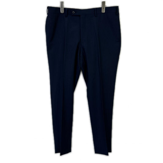 Global Style Navy Zegna Fabric Striped Suit