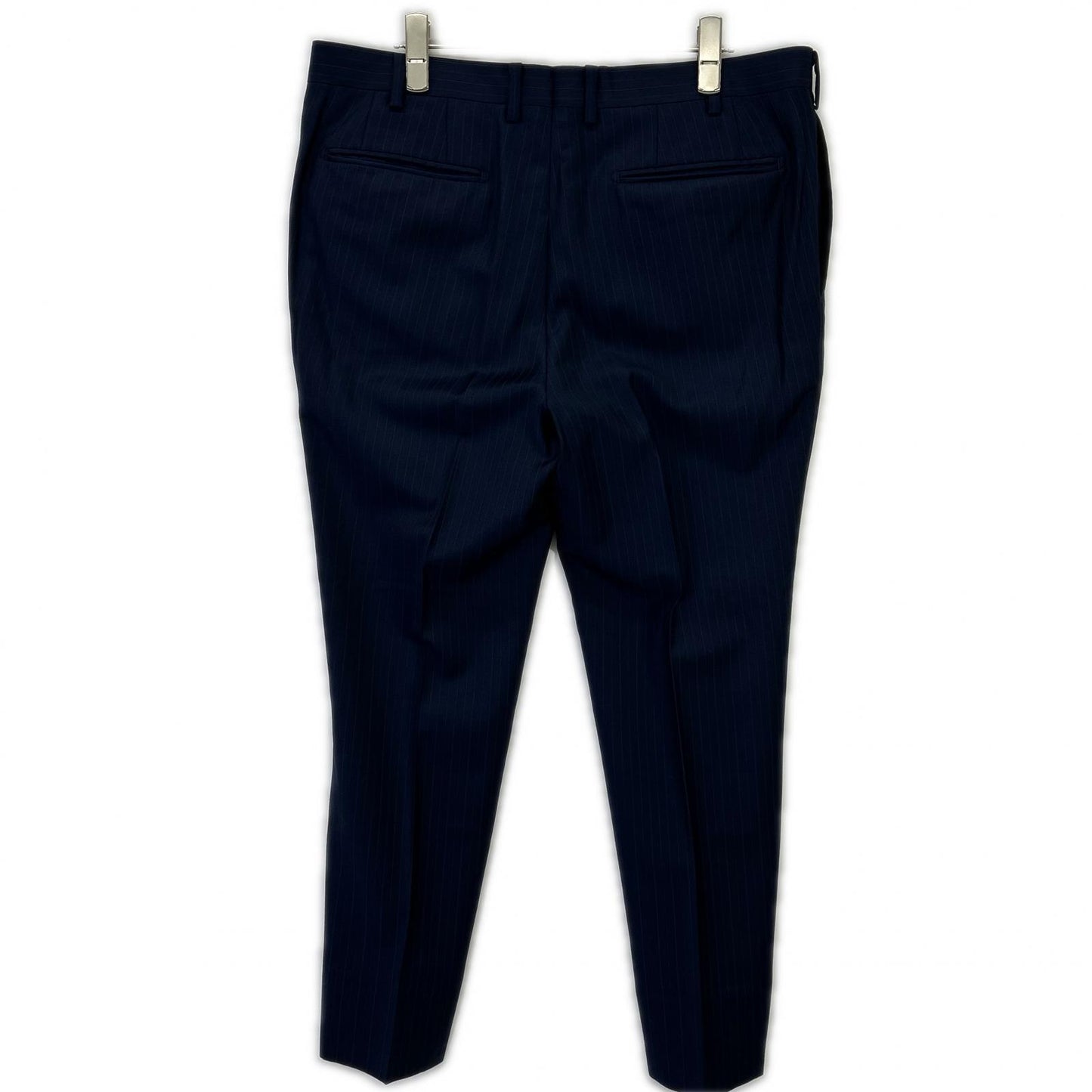 Global Style Navy Zegna Fabric Striped Suit