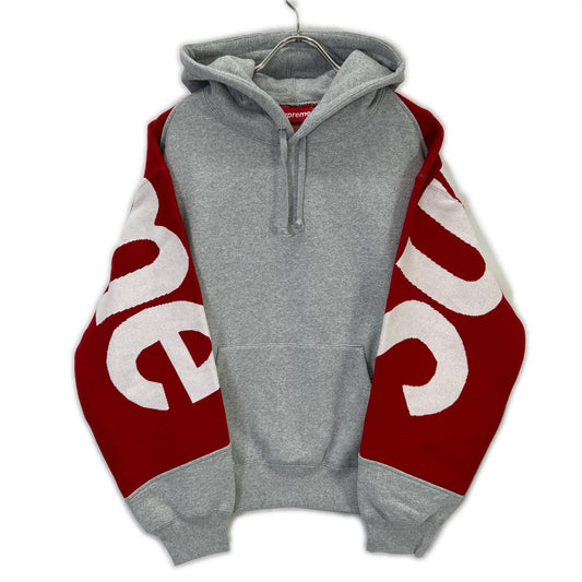 Supreme Gray Big Logo Jacquard Hoodie Size S