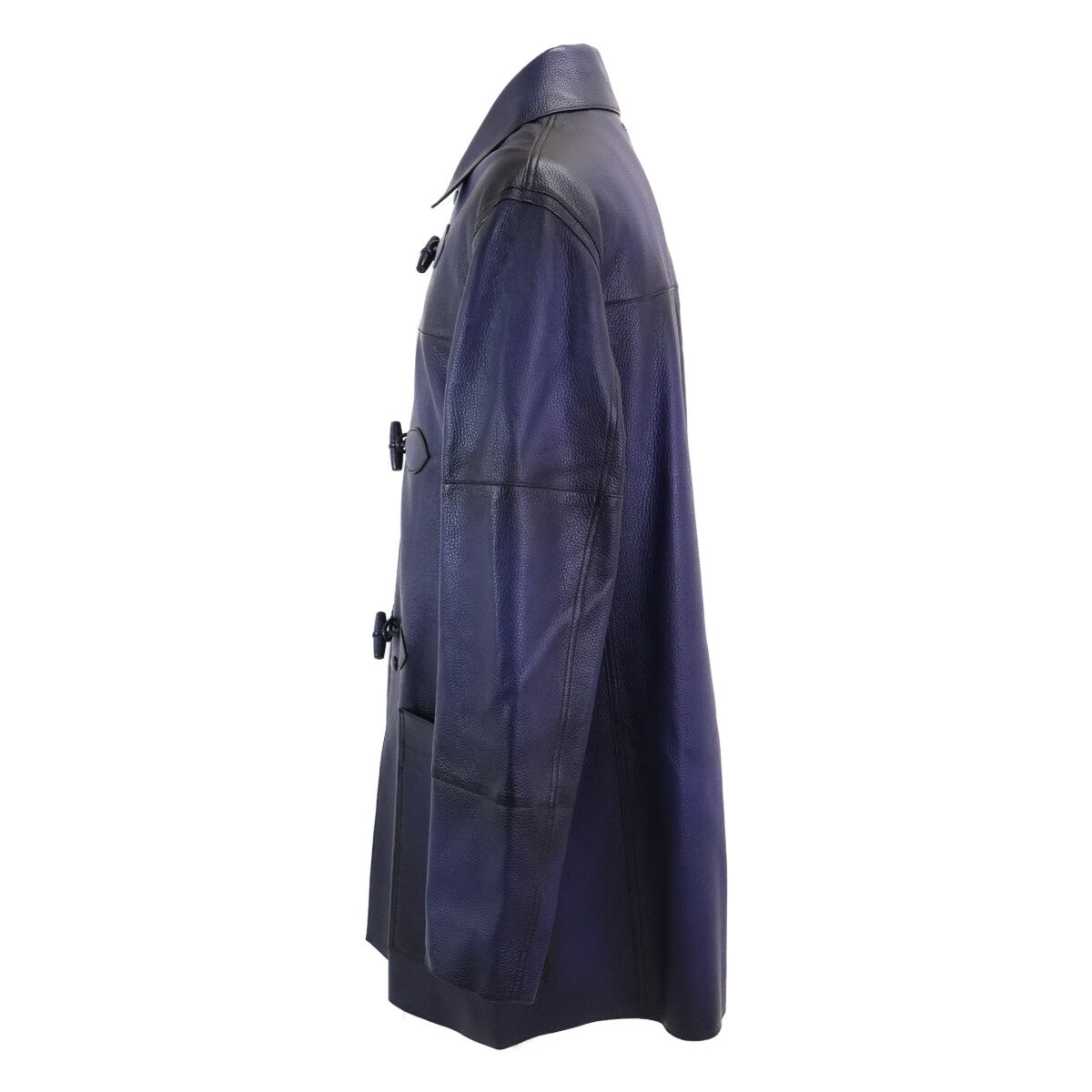 Berluti LCL Grained Patina Leather Duffle Coat Navy Size R52