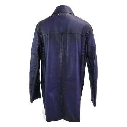 Berluti LCL Grained Patina Leather Duffle Coat Navy Size R52