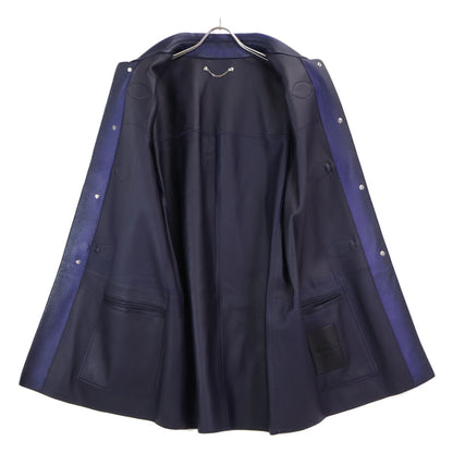 Berluti LCL Grained Patina Leather Duffle Coat Navy Size R52