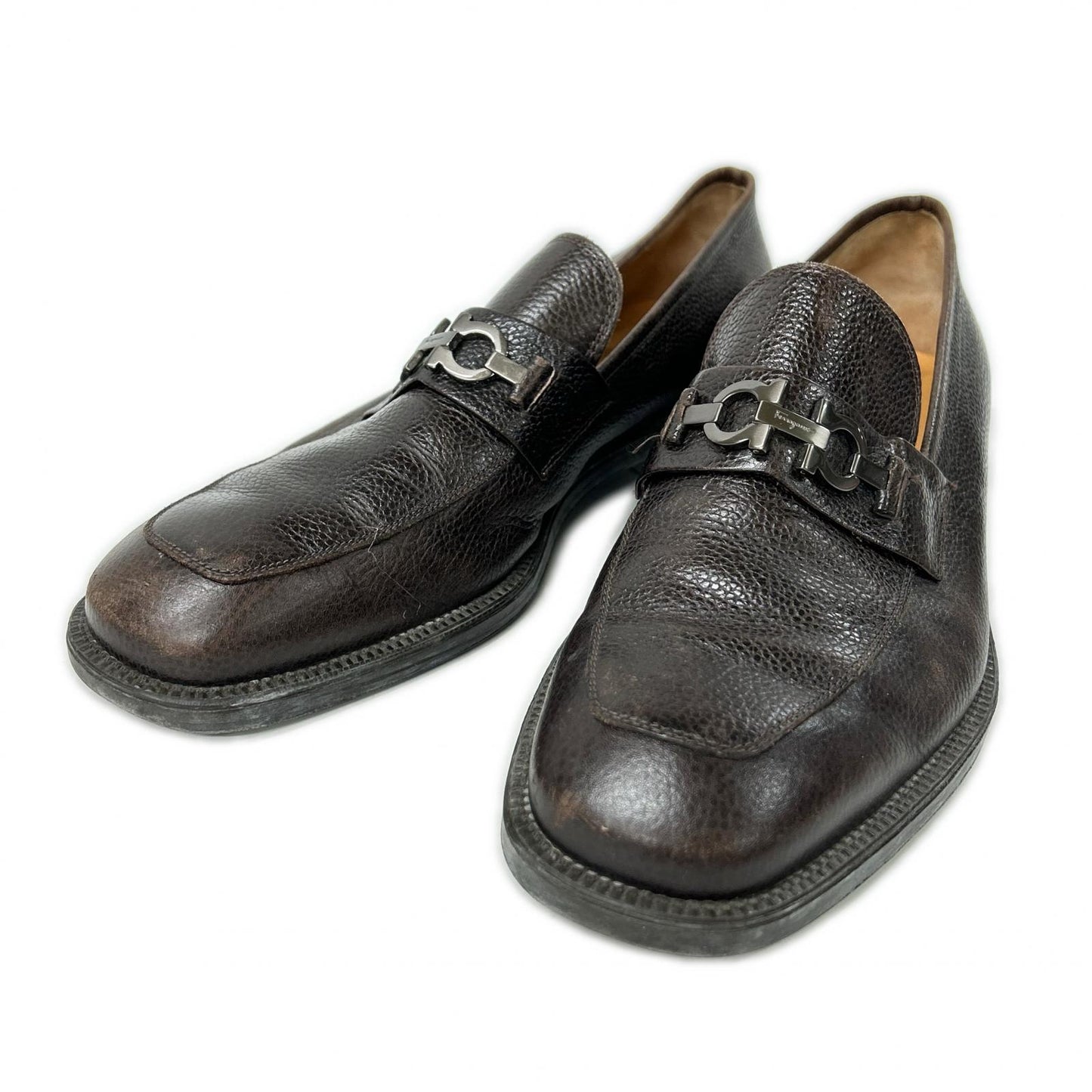 SalvatoreFerragamo Gancini Leather Loafers Dark Brown Size 9