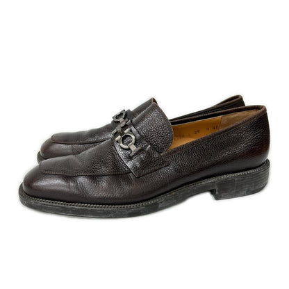 SalvatoreFerragamo Gancini Leather Loafers Dark Brown Size 9