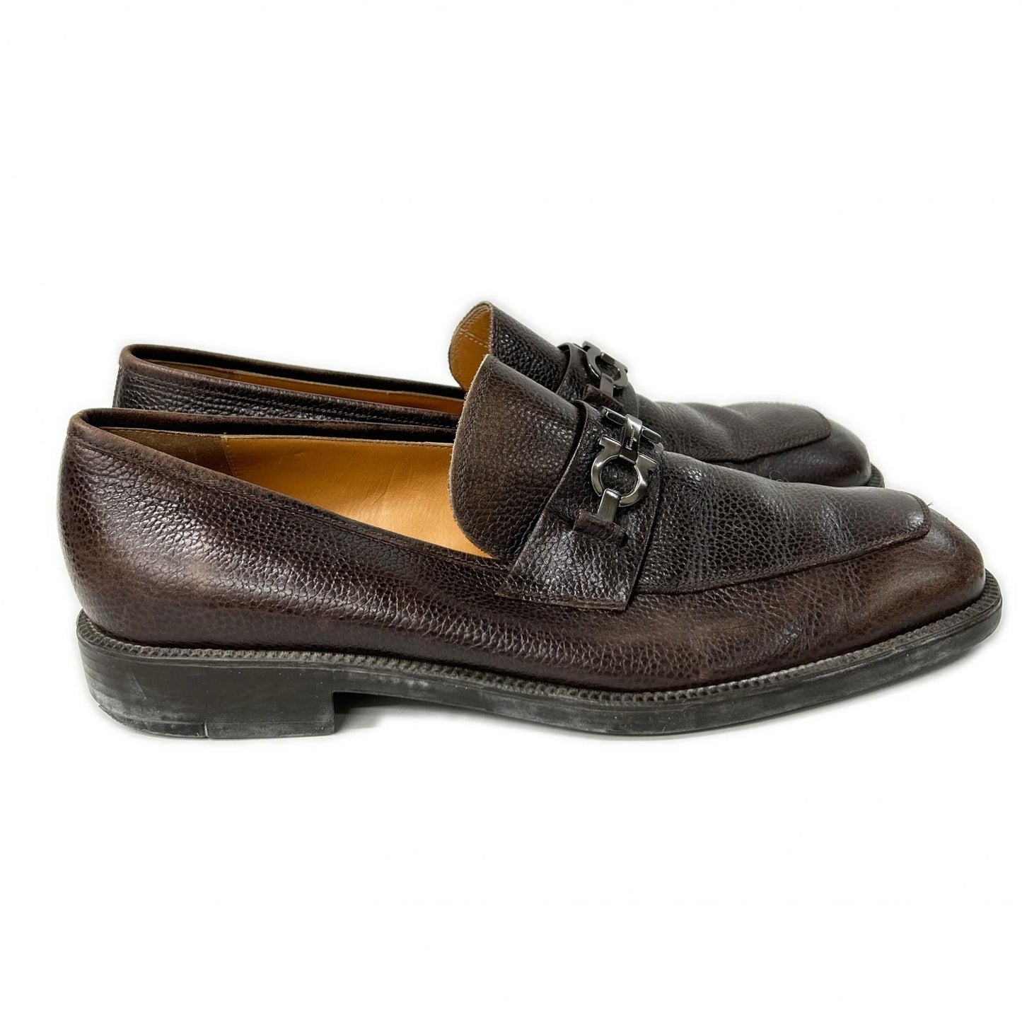 SalvatoreFerragamo Gancini Leather Loafers Dark Brown Size 9