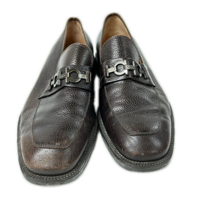 SalvatoreFerragamo Gancini Leather Loafers Dark Brown Size 9