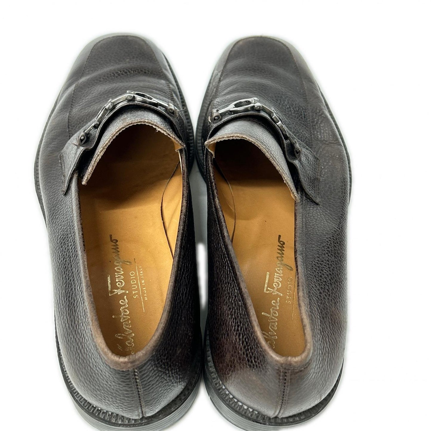 SalvatoreFerragamo Gancini Leather Loafers Dark Brown Size 9