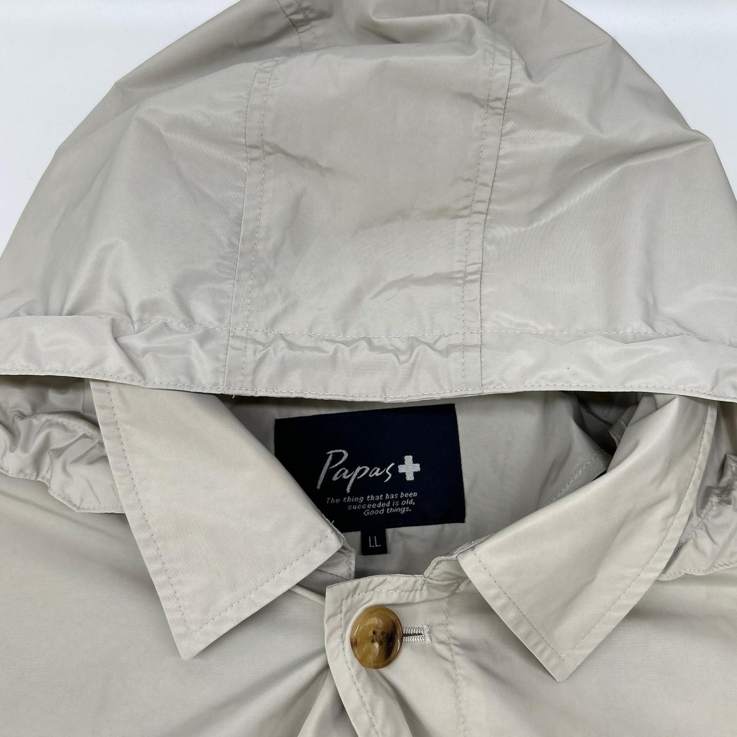Papas Nylon Soutien Collar Coat Beige Size LL