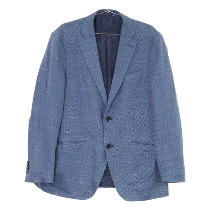 ETRO Navy Linen Herringbone Paisley-Lined 2B Blazer Size 52