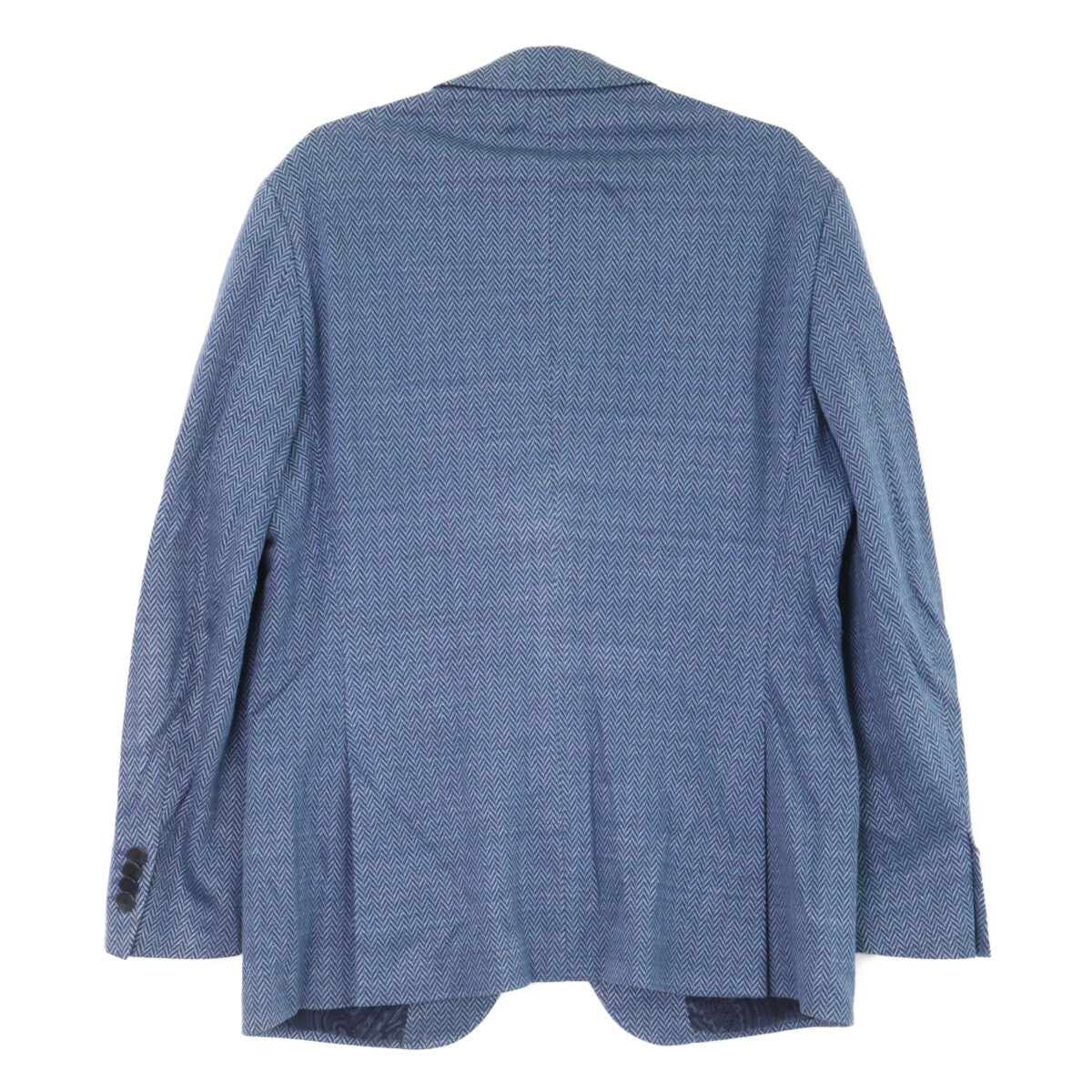 ETRO Navy Linen Herringbone Paisley-Lined 2B Blazer Size 52