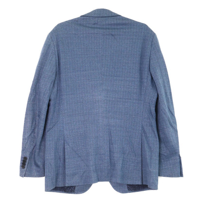 ETRO Navy Linen Herringbone Paisley-Lined 2B Blazer Size 52