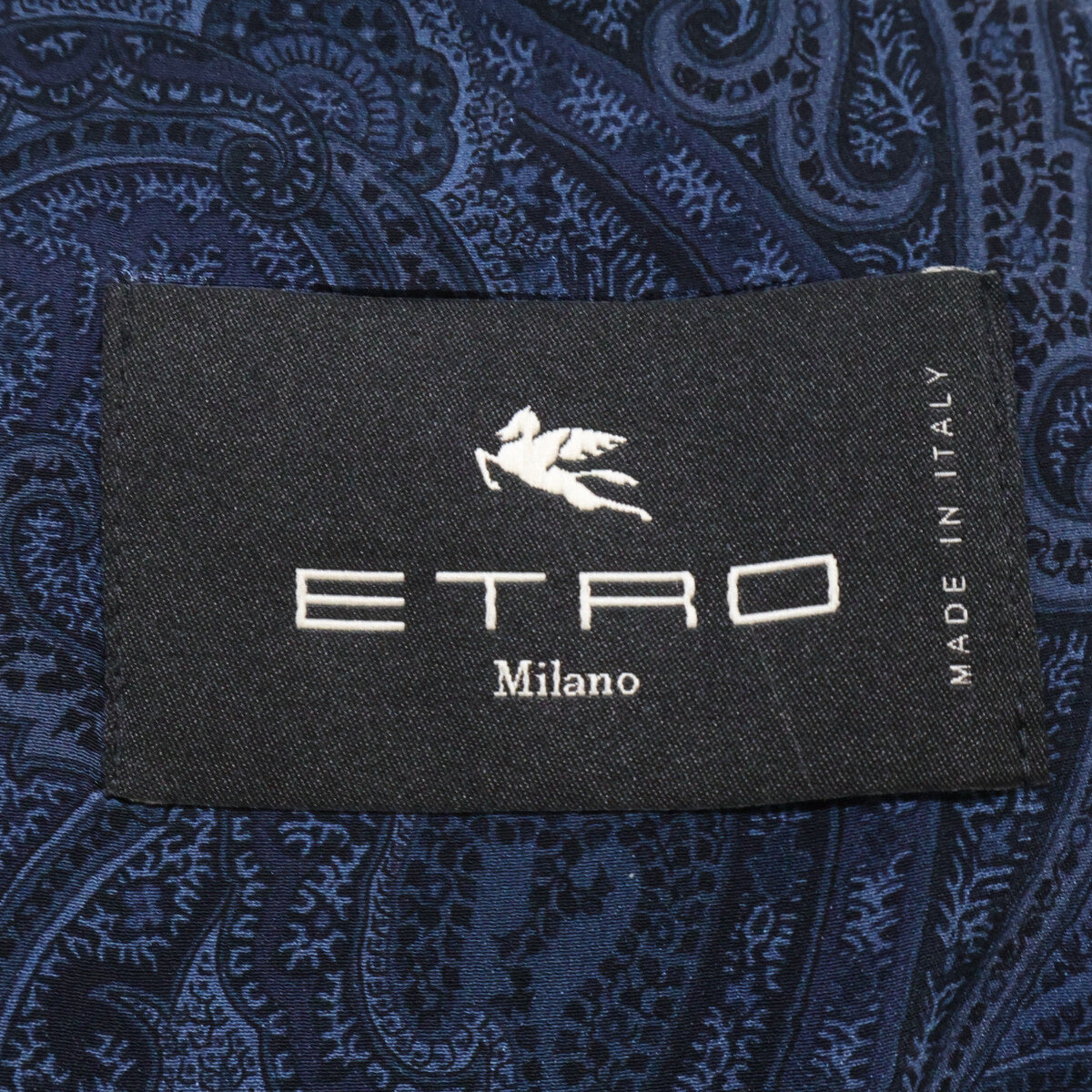 ETRO Navy Linen Herringbone Paisley-Lined 2B Blazer Size 52