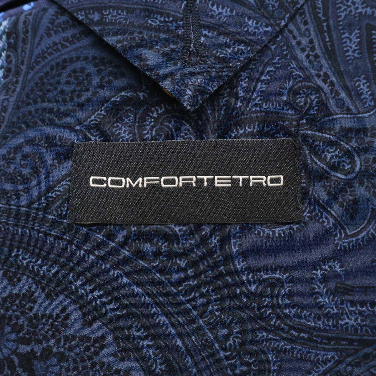 ETRO Navy Linen Herringbone Paisley-Lined 2B Blazer Size 52