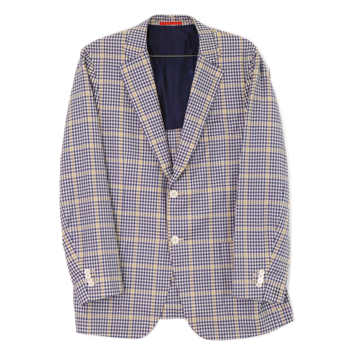 ISAIA DELAIN SELECT Navy/Yellow Check 2B Blazer Size 52