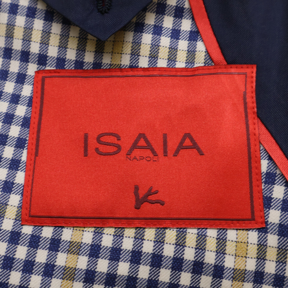 ISAIA DELAIN SELECT Navy/Yellow Check 2B Blazer Size 52